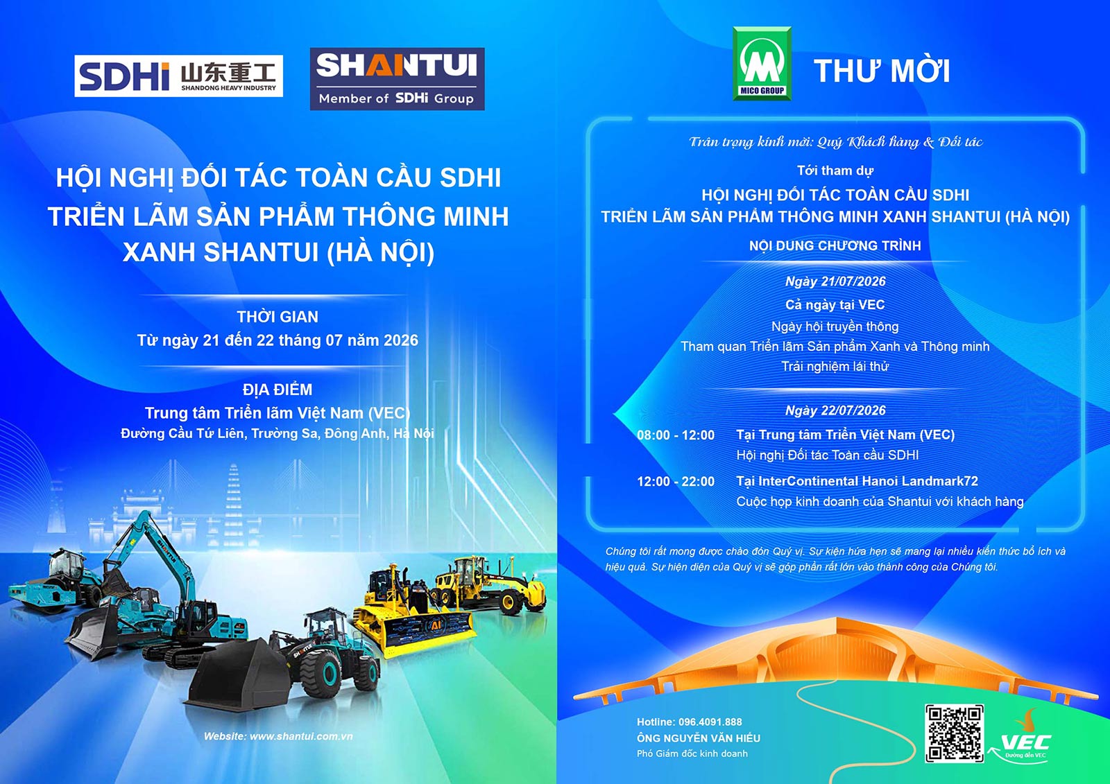 Hội nghị Đối tác Toàn cầu SDHI & Triển lãm Sản phẩm Thông minh Xanh SHANTUI (Hà Nội)