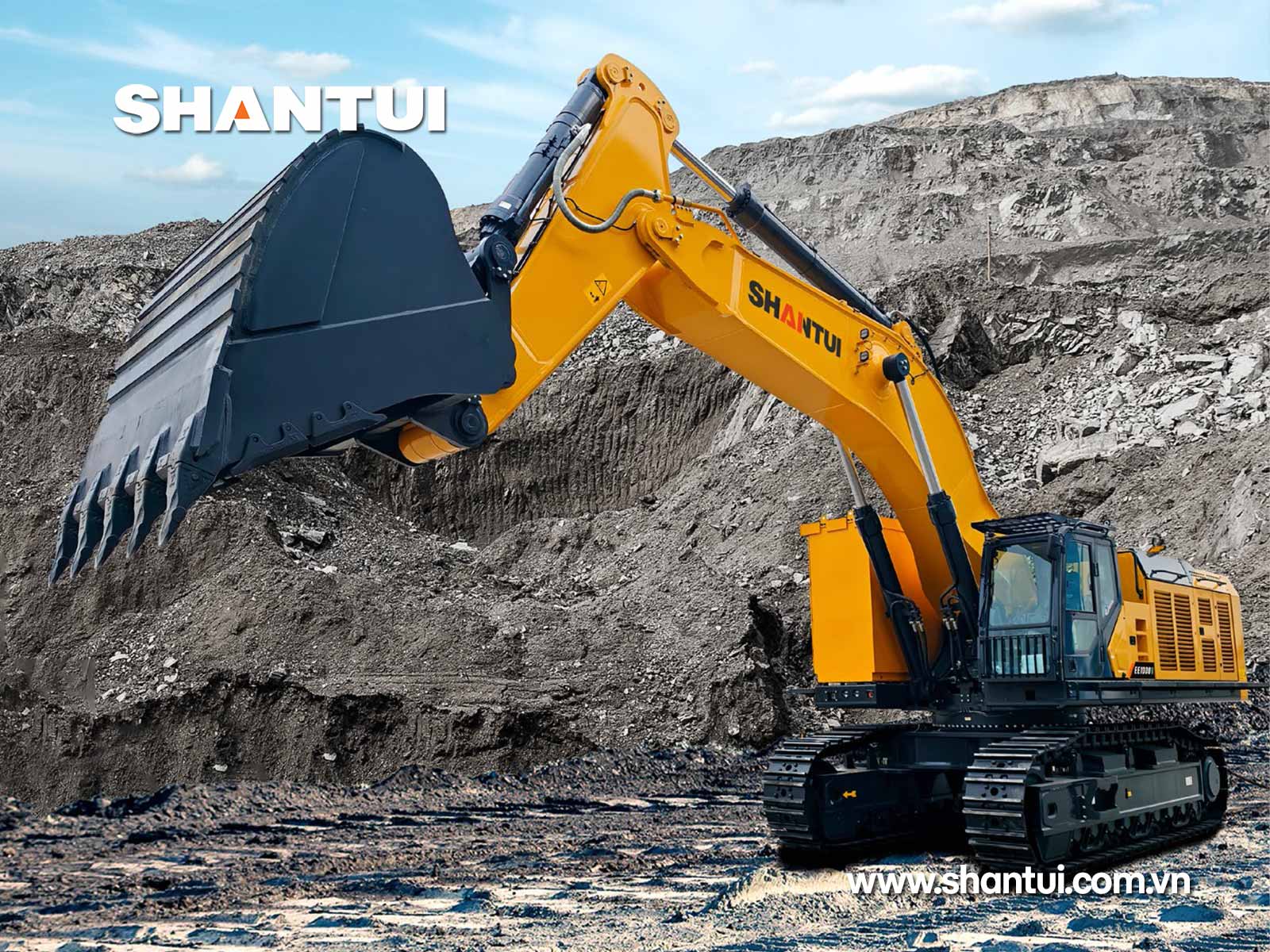 Máy xúc chạy điện Shantui EE1000V 100 tấn gàu 6,5m3
