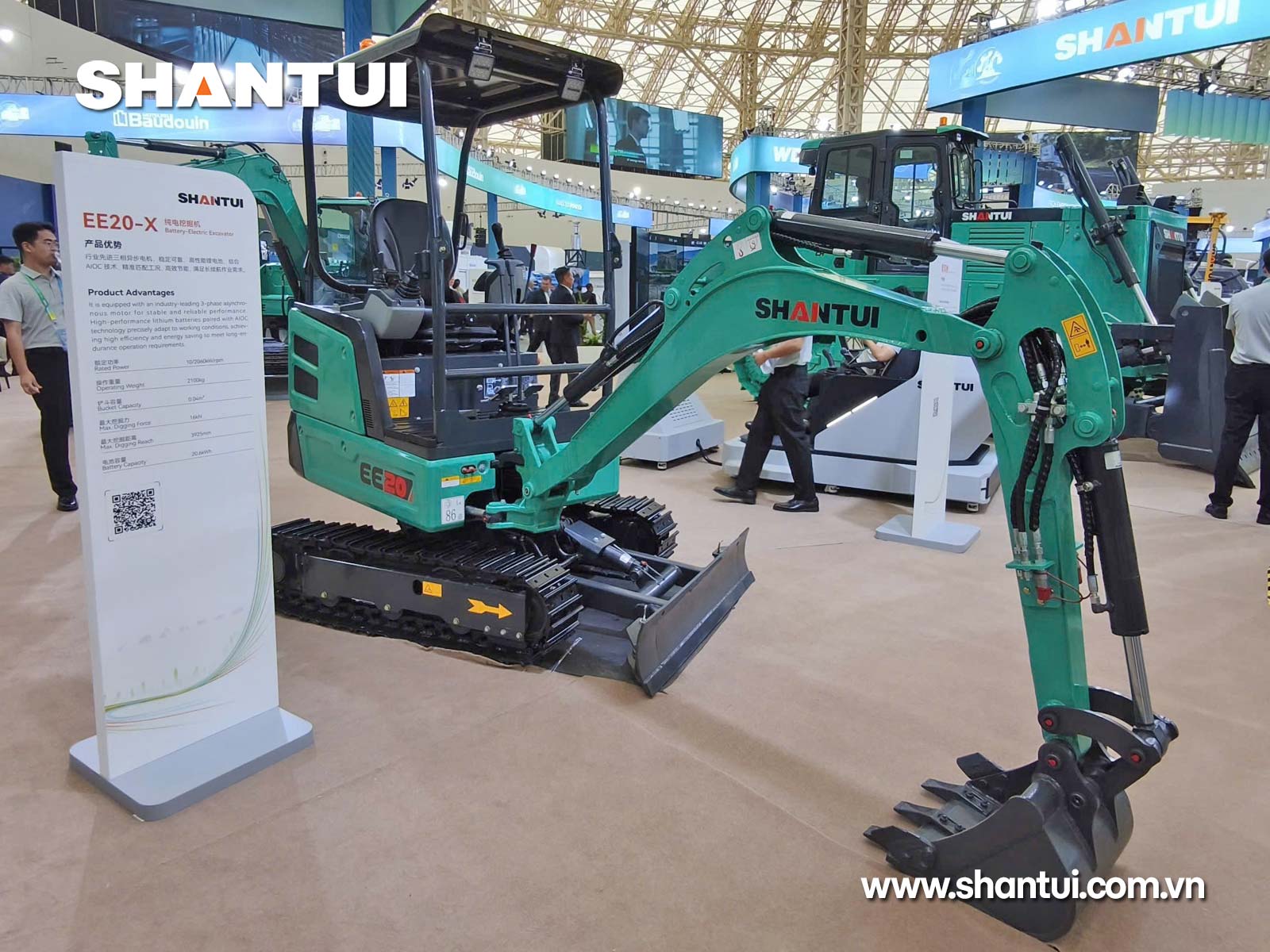 Máy xúc mini chạy điện Shantui EE20-X 2 tấn gàu 0,04 m3