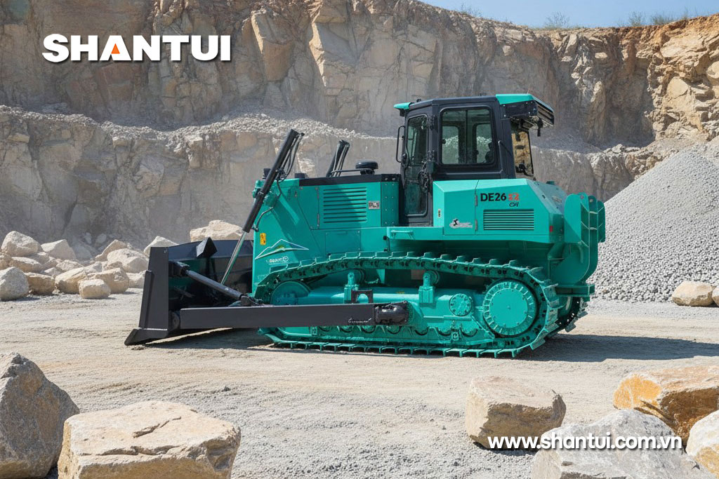 Máy ủi điện Shantui DE26-X2 trong mỏ khai thác đá