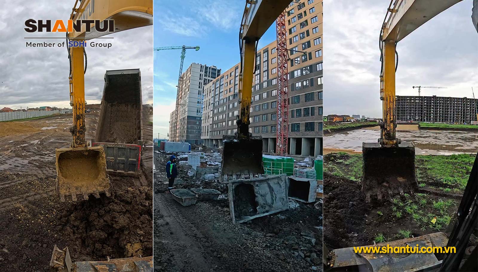 Gàu và tay cầm Máy xúc bánh lốp Shantui SW210 tải trọng cao 21,9 tấn