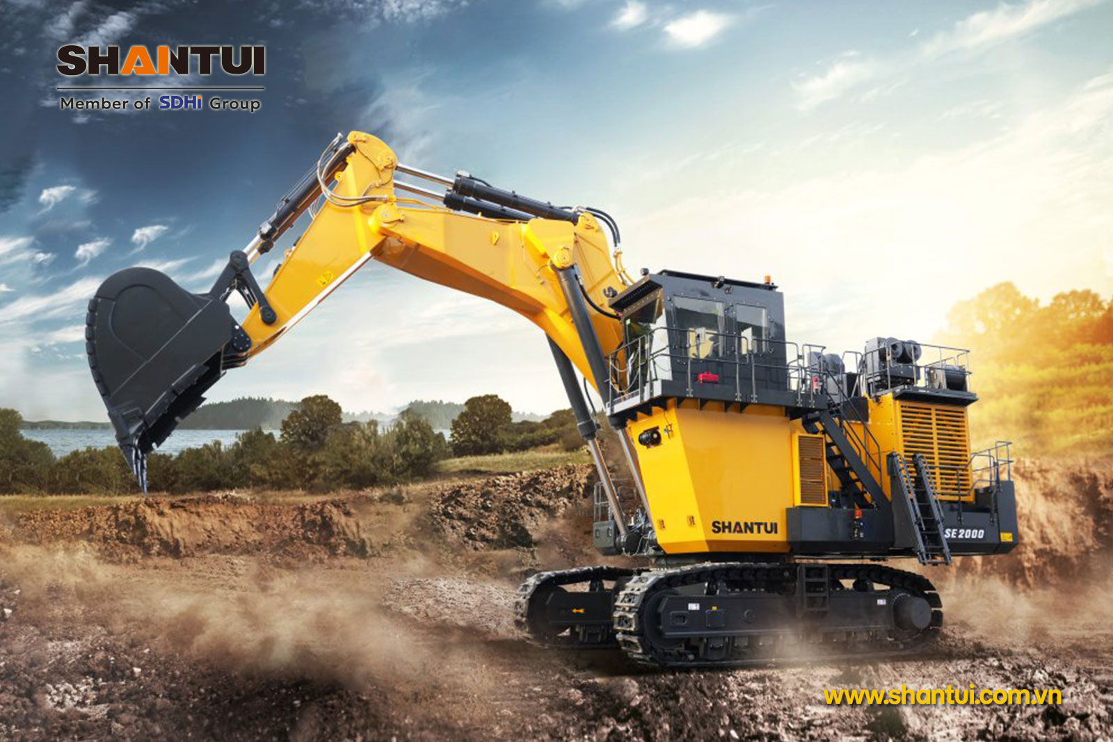 Máy xúc đào Shantui SE2000 200 tấn gàu 12m3